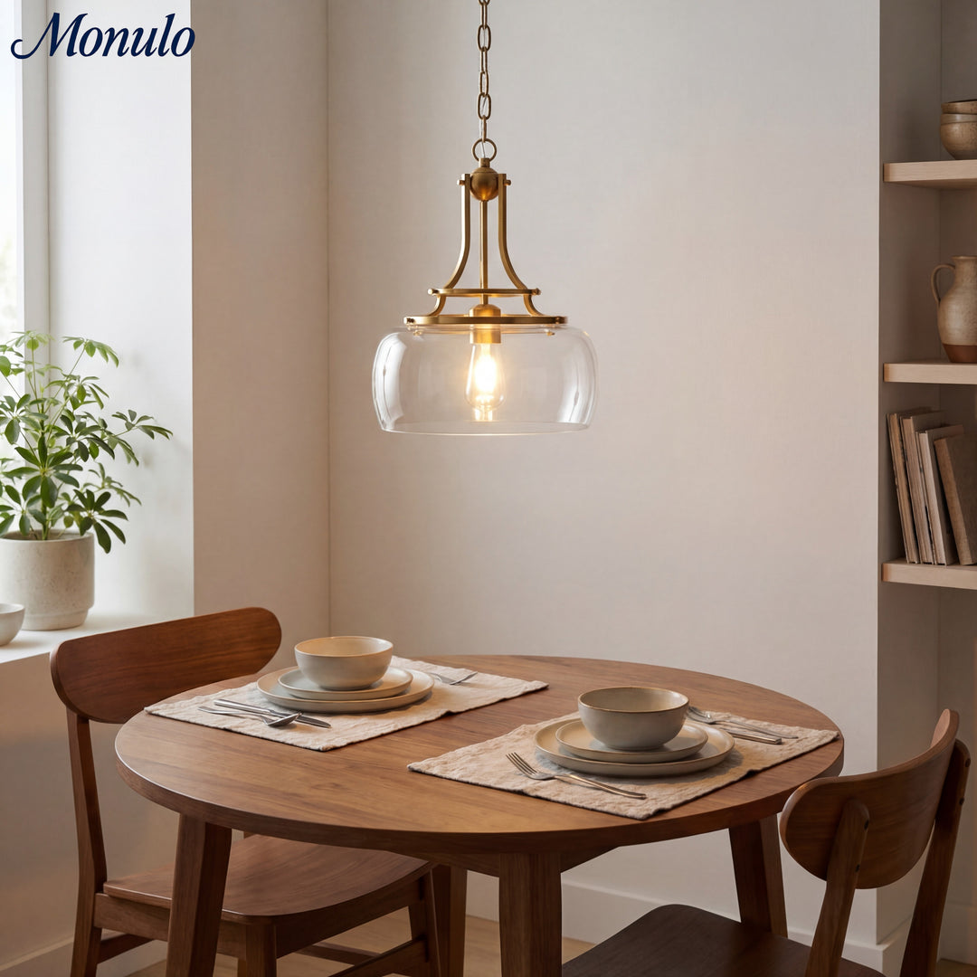 Lirra Clear Glass Dome Pendant Light - Vintage Industrial Style for Entryway U10