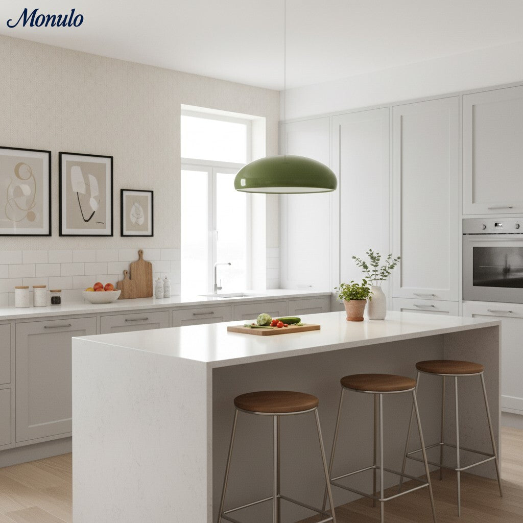 Haelen Bunte Schalenförmige Pendelleuchte - Moderner Metallschirm für Esszimmer