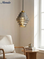 Load image into Gallery viewer, Antique Ribbed Glass Hanging Light - Retro Pendant for Dining Room