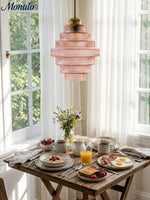 Load image into Gallery viewer, Antique Ribbed Glass Hanging Light - Retro Pendant for Dining Room