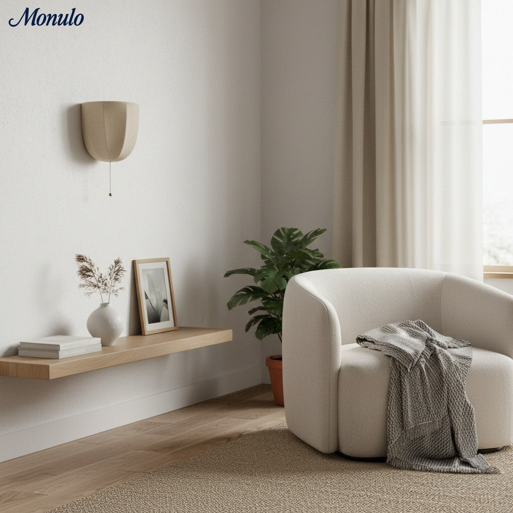Fablune Wandleuchte - Moderner Leinen-Schirm für Schlafzimmer