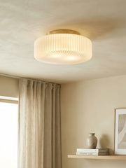 Lunorib Lámpara de Techo Acanalada Blanca Lechosa - Lámpara de Vidrio Moderna para Dormitorio