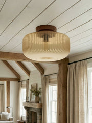 Lámpara de Techo Corrugada Amberflow - Lámpara de Vidrio Vintage para Pasillo