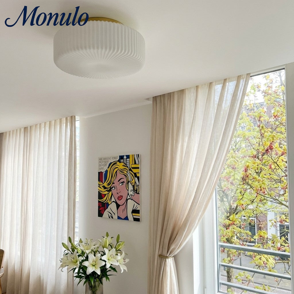 Pelviona gerippte Glas-Deckenleuchte – zeitgenössische minimalistische Deckenleuchte für Wohnzimmer oder Essbereich