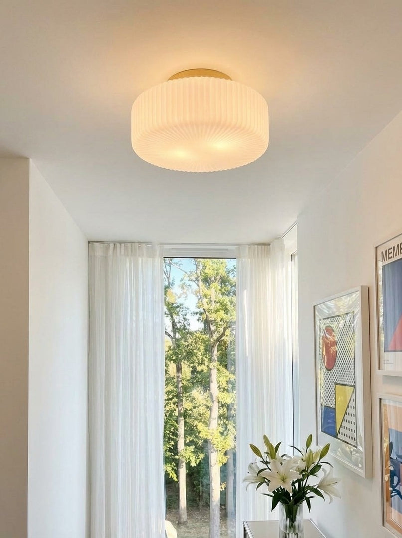 Pelviona gerippte Glas-Deckenleuchte – zeitgenössische minimalistische Deckenleuchte für Wohnzimmer oder Essbereich