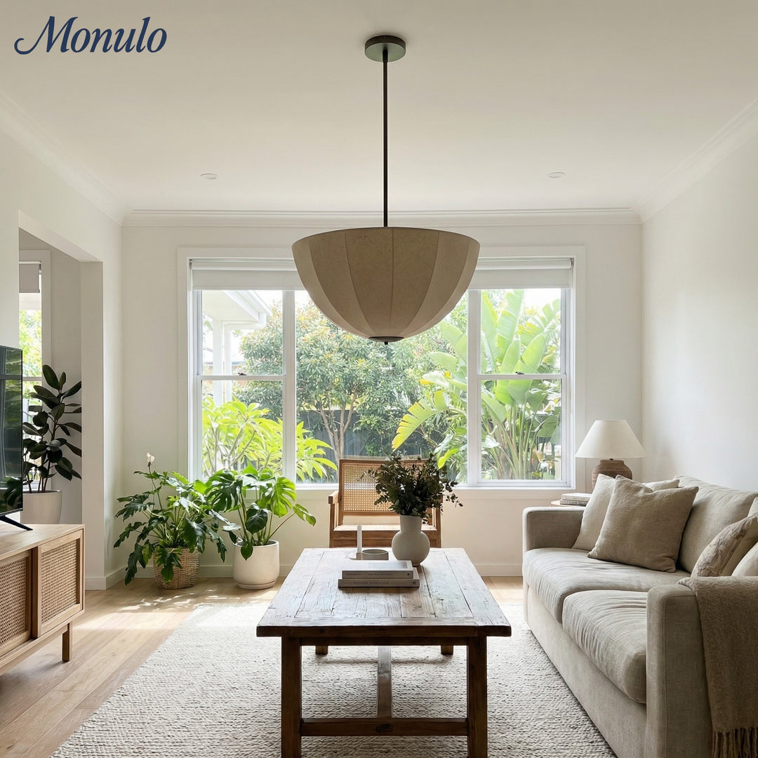 Lumarys Sculptural Fabric-Wrapped Pendant Light Organic Botanical Style for Living Room