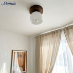 Load image into Gallery viewer, Metio Dome Scandinavian Oak Flush Mount Ceiling Light – Modern Minimalist Design for Living Room &amp; Bedroom