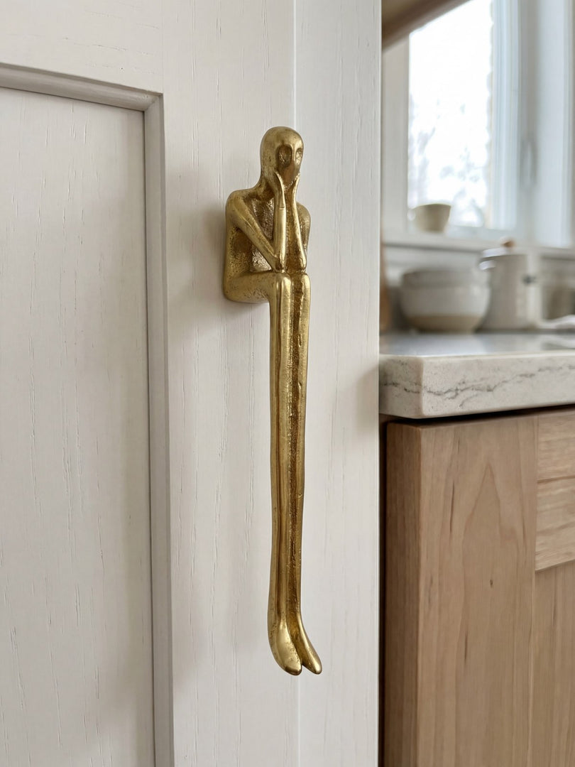 Poignée de meuble Verlitho penseur sculptural - Quincaillerie artistique nordique pour mobilier