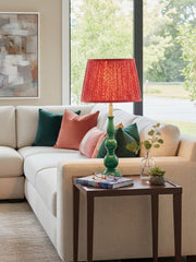 Grainora Sculptural Table Lamp with Natural Wood Grain Base and Fabric Shade for Cozy Interiors
