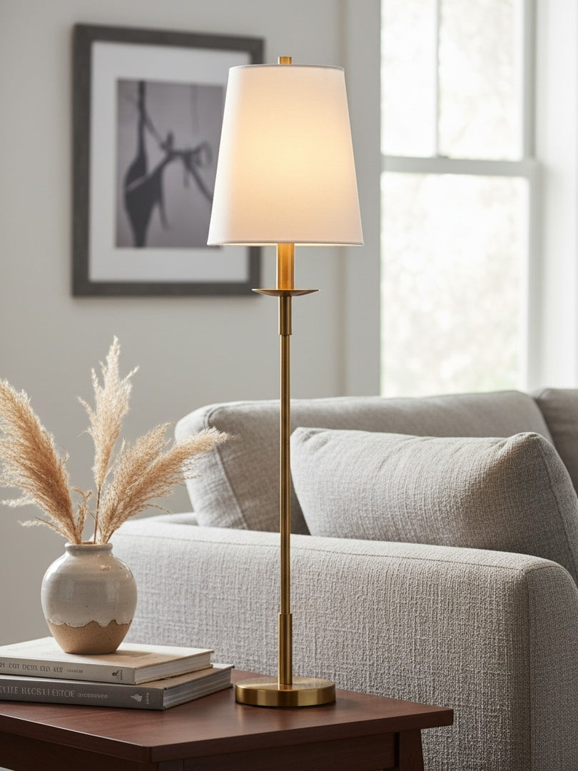 Rowan Leinen Bügeleisen Tischlampe - Elegante traditionelle Nachttischbeleuchtung