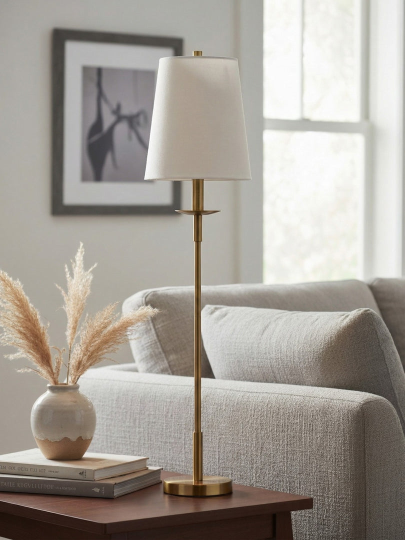 Rowan Leinen Bügeleisen Tischlampe - Elegante traditionelle Nachttischbeleuchtung