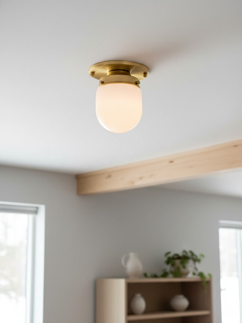 Lámpara de doble función de cristal opalino: elegante luminaria para techo y pared para hogares modernos.