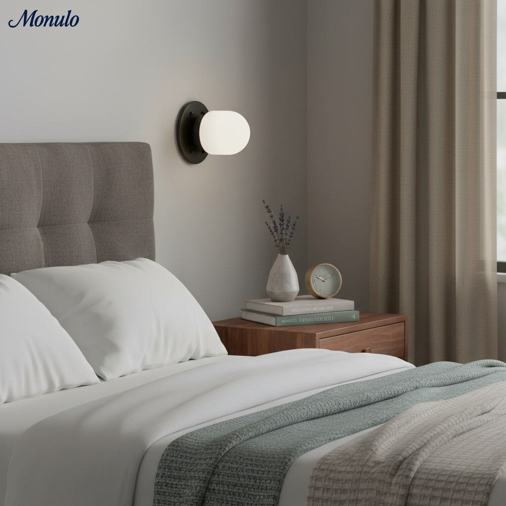 Lámpara de doble función de cristal opalino: elegante luminaria para techo y pared para hogares modernos.