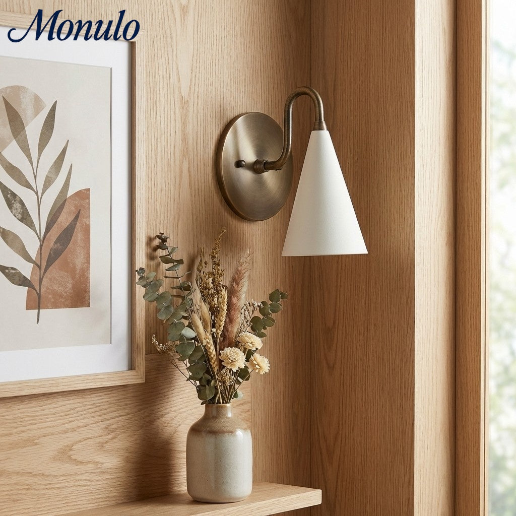 Curved Metal Shade Sconce Vintage Style Wall Light - Entryway Stairwell Lighting