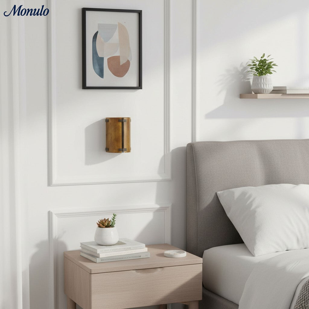 Rustivon Curved Wall Sconce - Vintage Metal Light for Bedroom