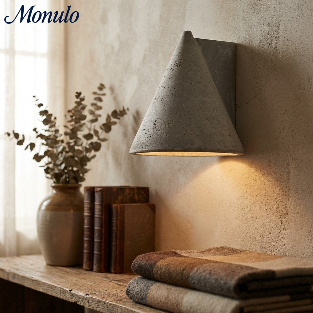 Concrellia Tapered Concrete Shade Modern Wall Sconce - Bedroom Hallway Light