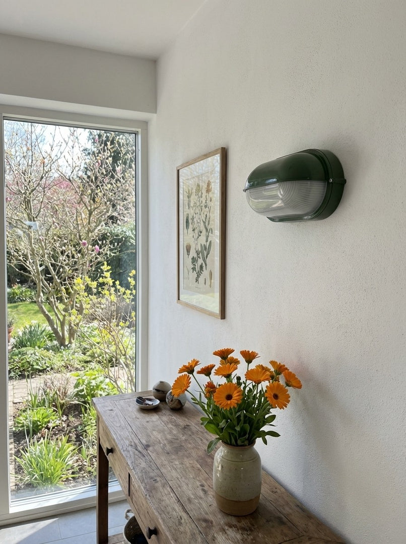 Docka Industrial Barn Wall Sconce Glass Lantern - Garage Gate Light