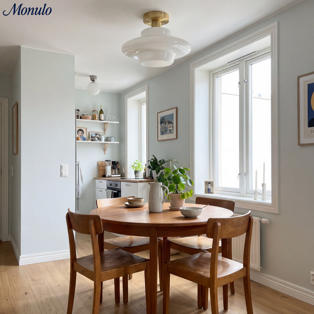 Plafonnier fixe Art Déco en verre laiteux