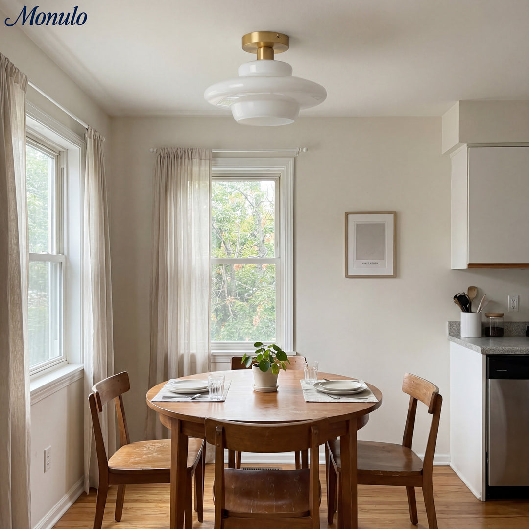 Plafonnier fixe Art Déco en verre laiteux