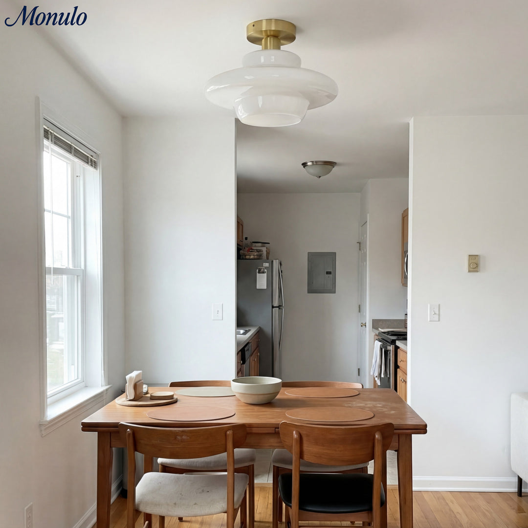 Plafonnier fixe Art Déco en verre laiteux