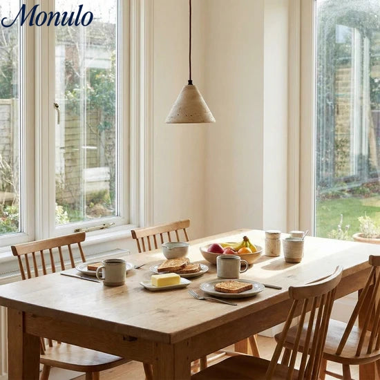 Suspension conique - Lumière moderne en travertin pour îlot de cuisine