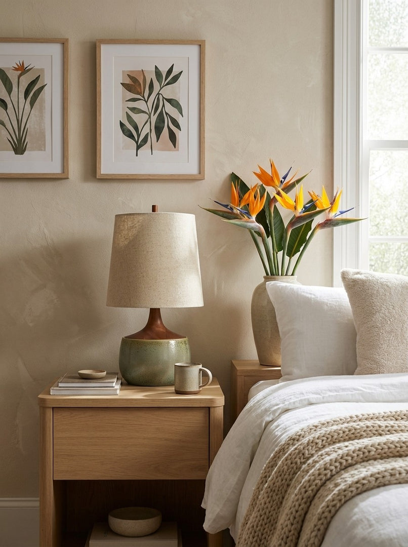 Avero Ambient Table Lamp with Artistic Ribbed Fabric Surface for Sofa Side Table and Desk
