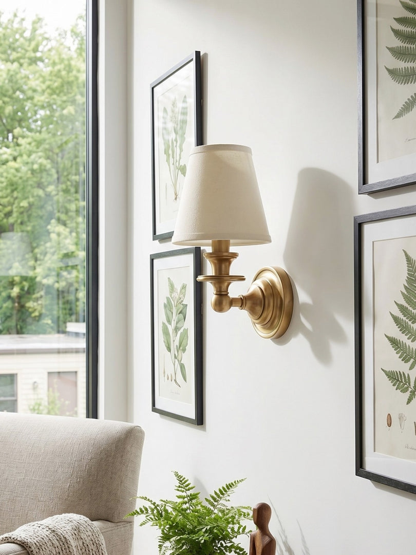 Aplique de pared Rowan con pantalla cilíndrica – Aplique de tela para una iluminación acogedora de estilo rústico