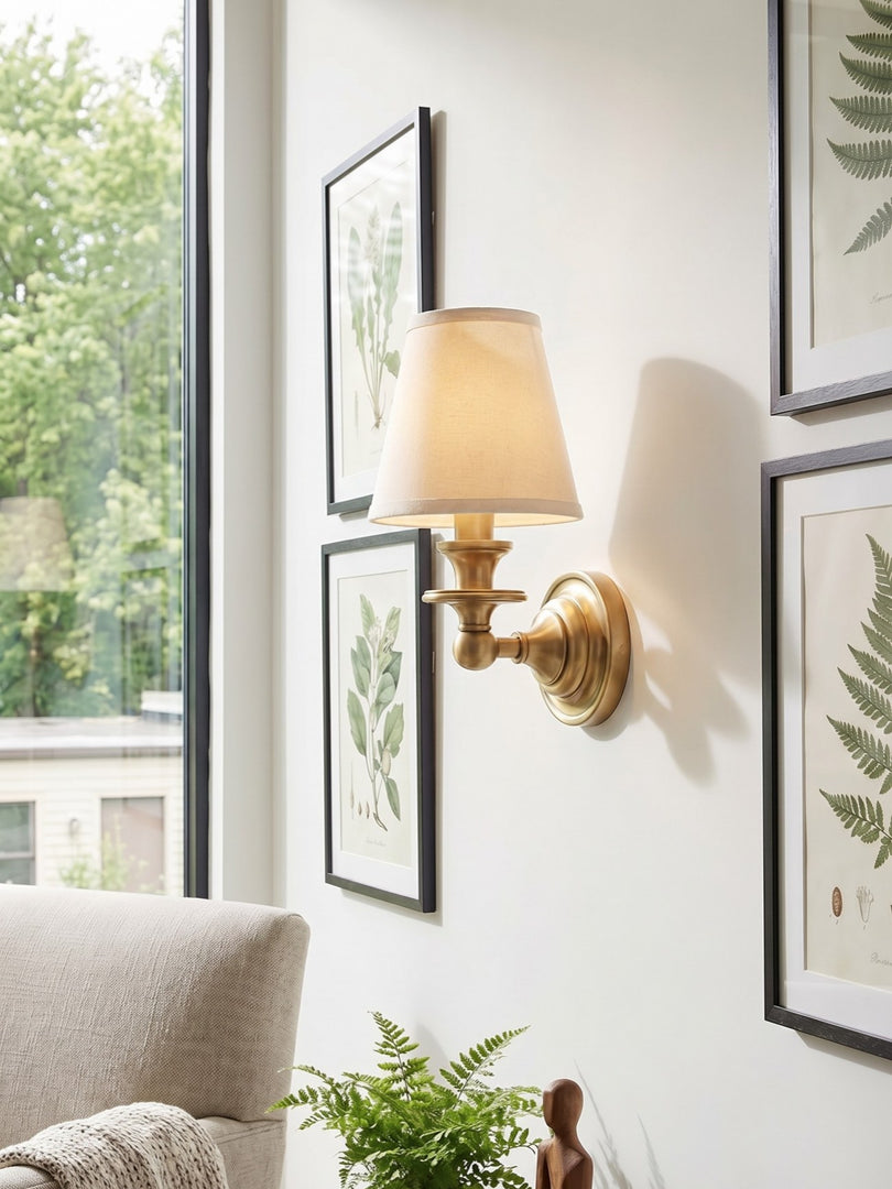 Aplique de pared Rowan con pantalla cilíndrica – Aplique de tela para una iluminación acogedora de estilo rústico