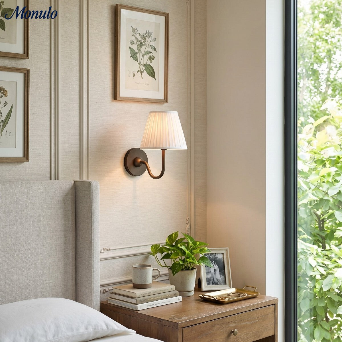 Luvora Fabric Shade Wall Sconce with Drum Shade - Classic Pleated Sconce Light