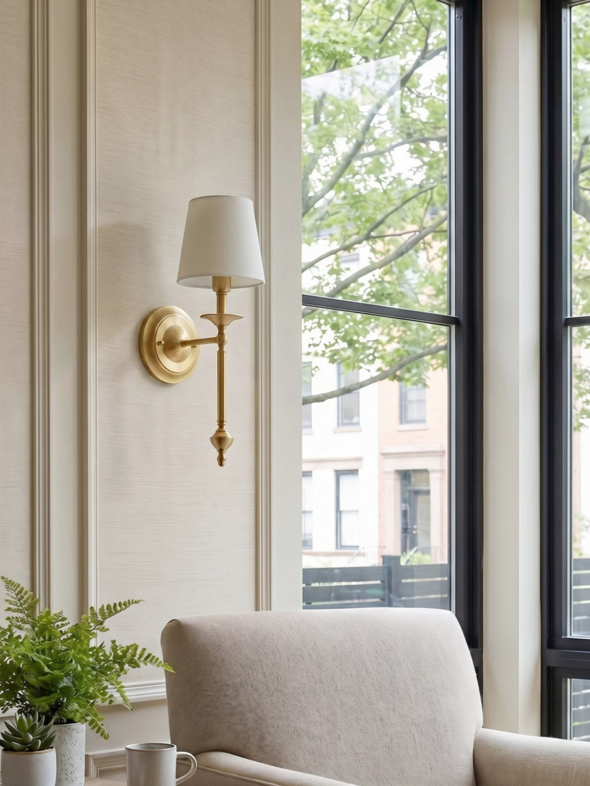 Rowan Fabric Shade Wall Sconce in Antique Copper - Vintage Luxury Light for Interiors