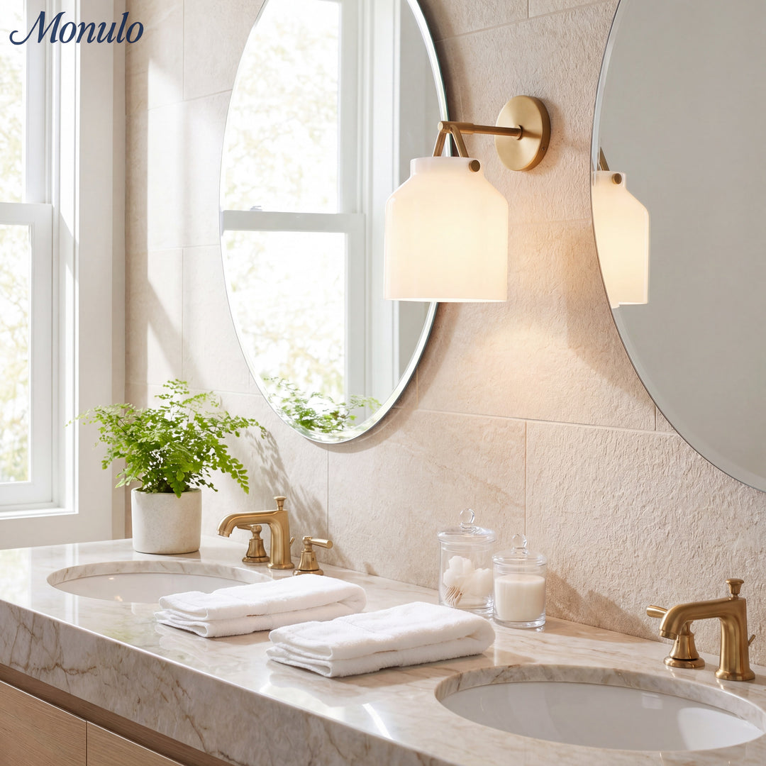 Aplique de Pared Minimalista Hanton – Aplique Vintage de Vidrio Lechoso y Acento de Metal