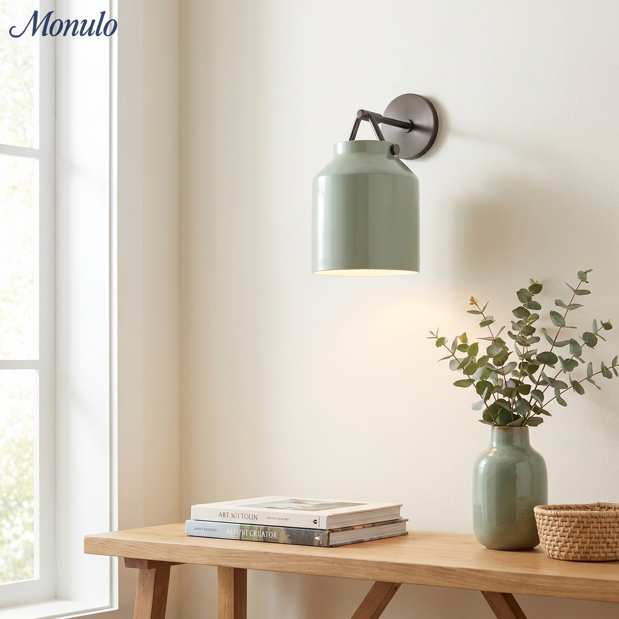 Hanton Minimalistische Wandleuchte – Vintage Milchglas-Wandleuchte mit Metallakzent