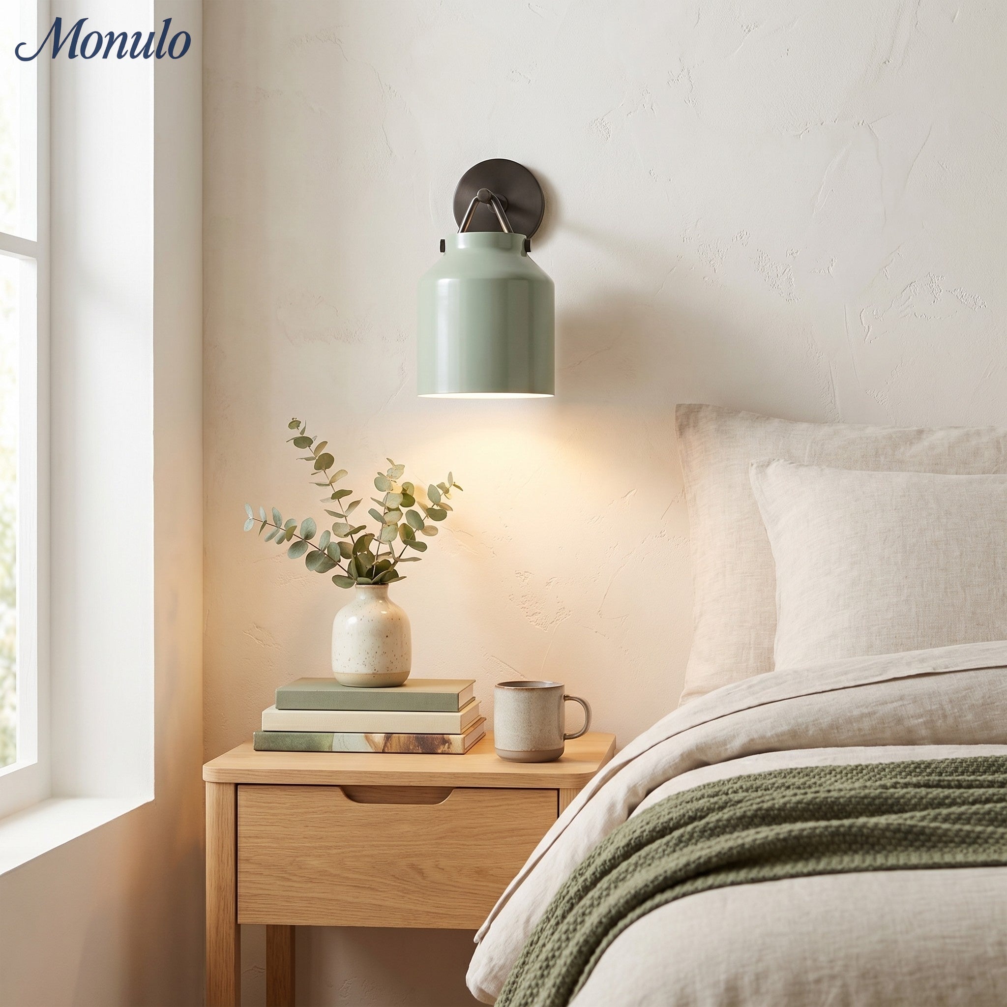 Hanton Minimalistische Wandleuchte – Vintage Milchglas-Wandleuchte mit Metallakzent