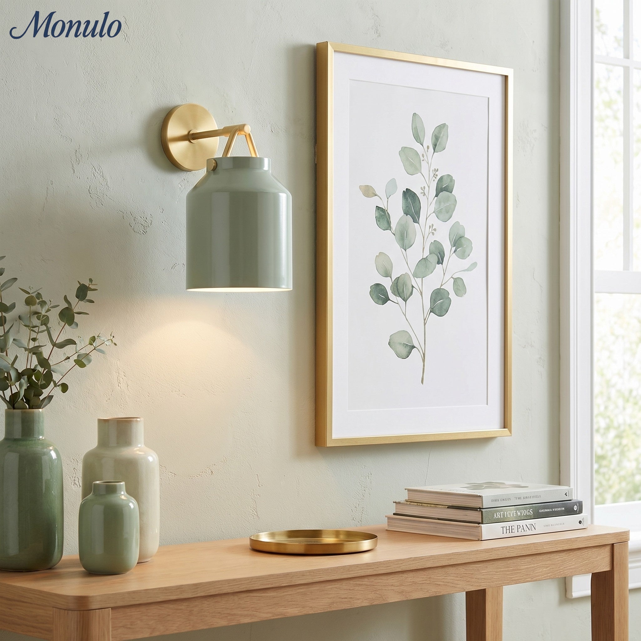 Hanton Minimalistische Wandleuchte – Vintage Milchglas-Wandleuchte mit Metallakzent