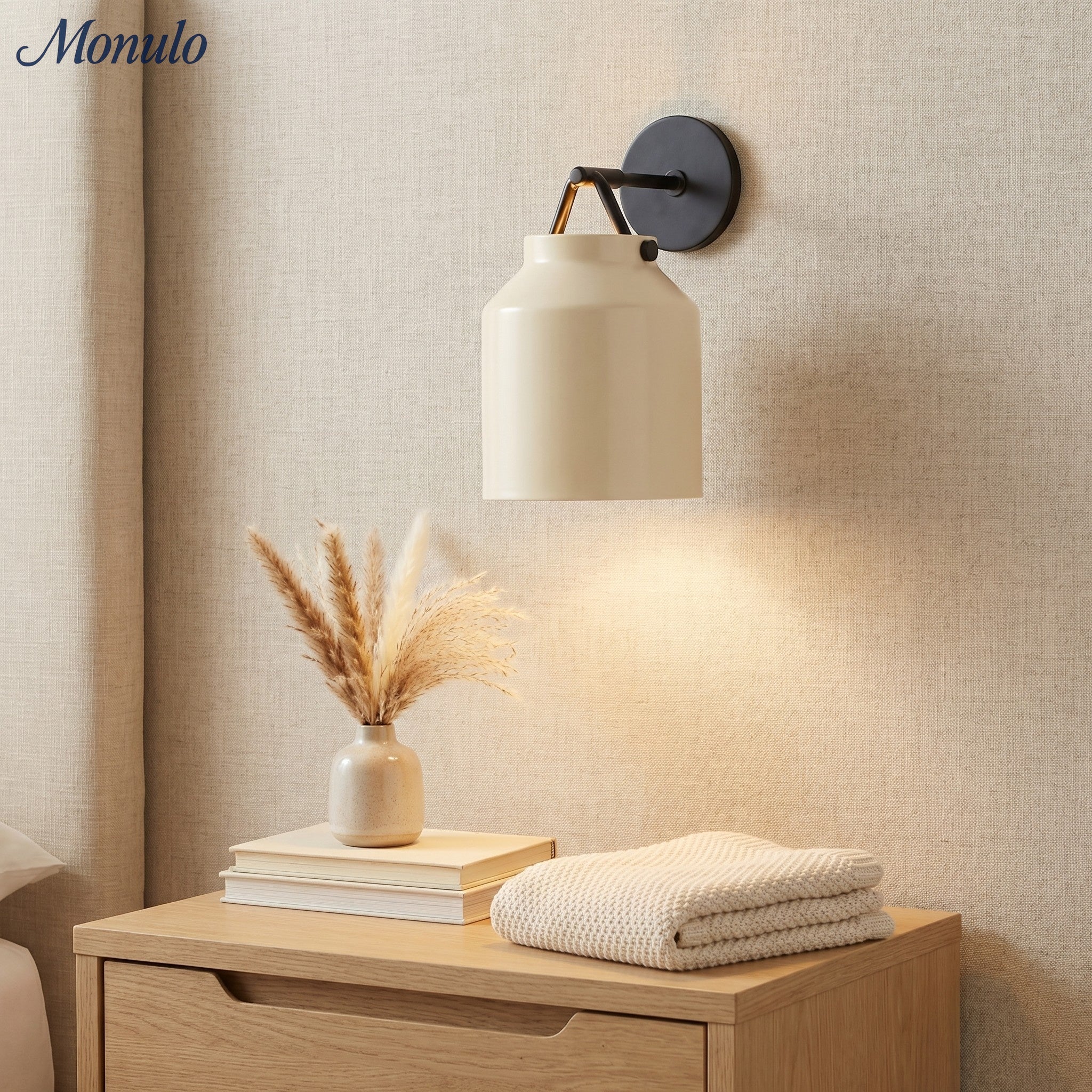 Hanton Minimalistische Wandleuchte – Vintage Milchglas-Wandleuchte mit Metallakzent