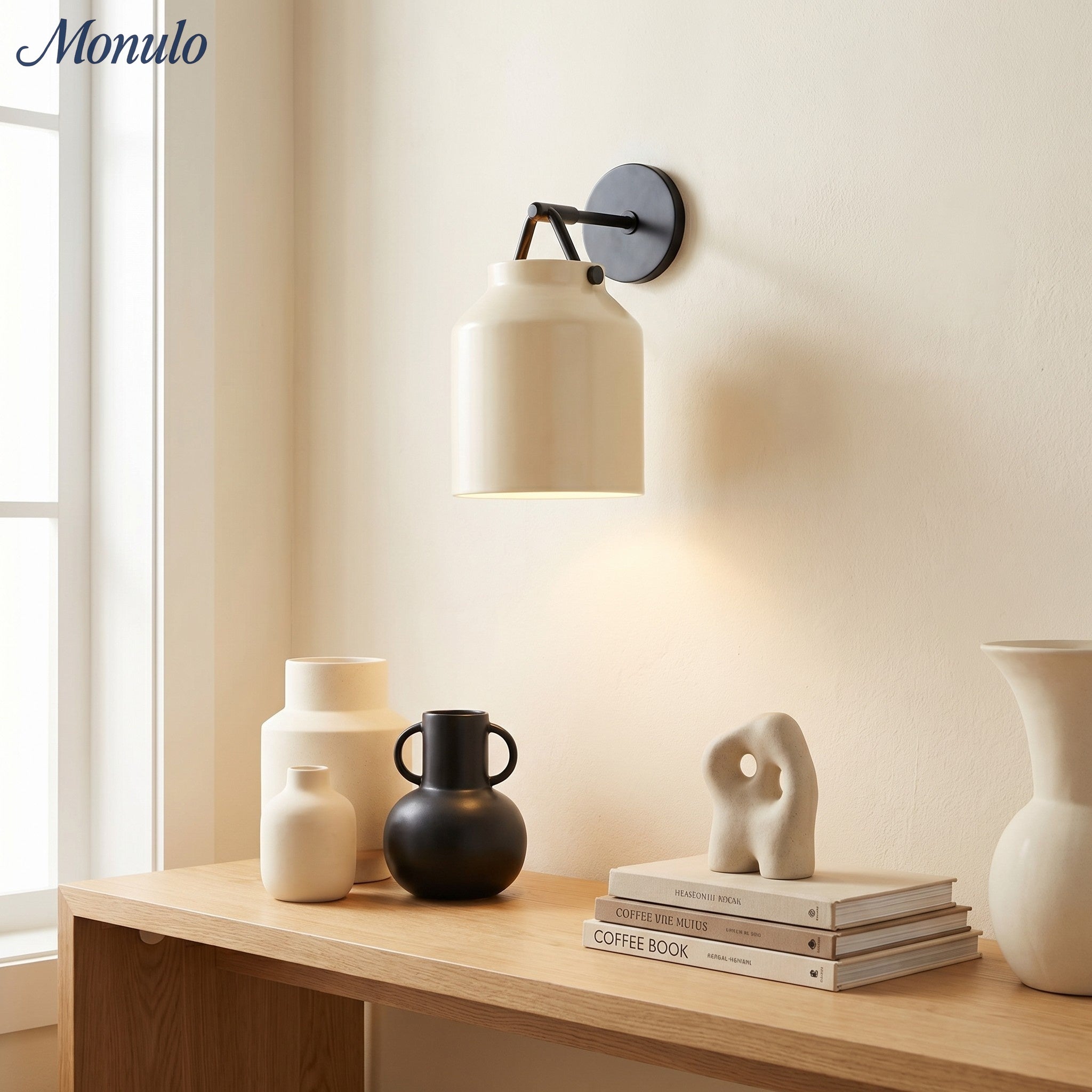 Hanton Minimalistische Wandleuchte – Vintage Milchglas-Wandleuchte mit Metallakzent