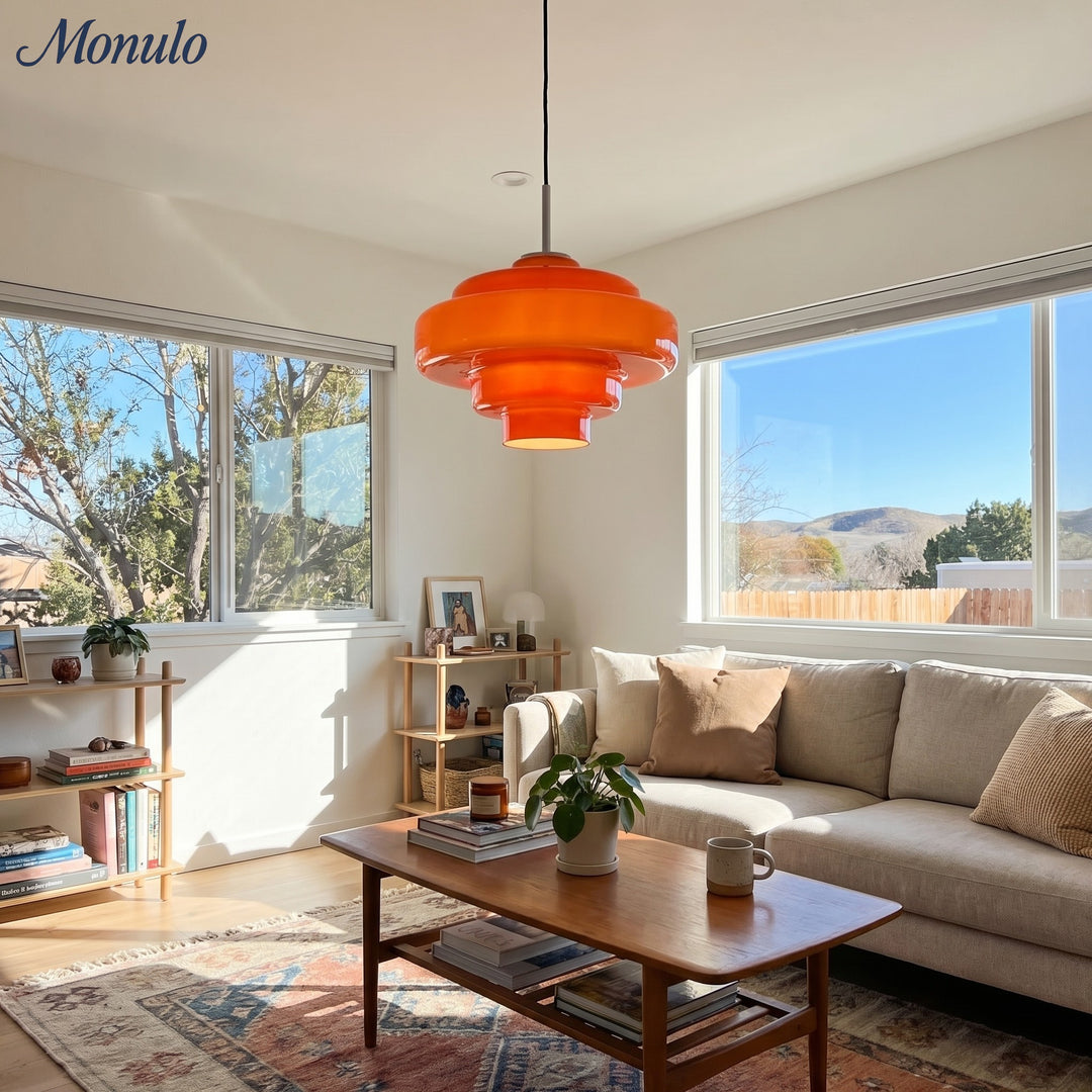 Lámpara colgante Koloro con pantalla de vidrio coloreado: moderna lámpara de suspensión ajustable para interiores.