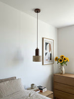 Load image into Gallery viewer, WabiLum Minimalist Travertine Wood Pendant Light - Bedroom Dining Lighting