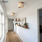 Bild in Gallery-Viewer laden, Travira Travertin-Marmor- und Holz-Deckenleuchte - Wabi Sabi für Flure