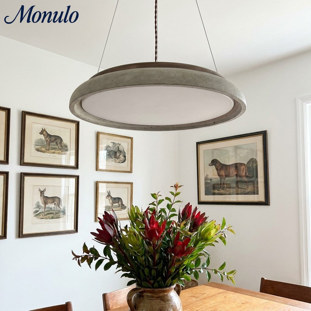 Torvella Textured Ring Travertine Pendant Ceiling Lamp - Entryway Statement Light