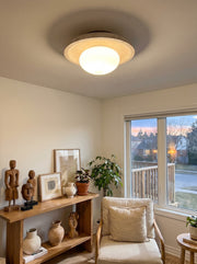 Calivra Minimal Stone Disc Flush Mount Ceiling Light - Modern Hallway Glow