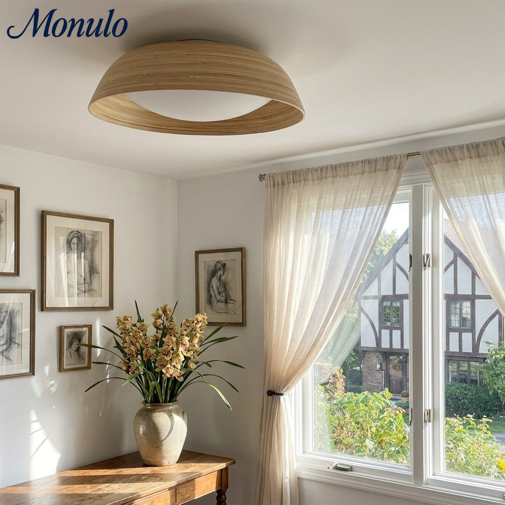 Bambori Bamboo Texture Japandi Ceiling Lamp - Dining Living Light