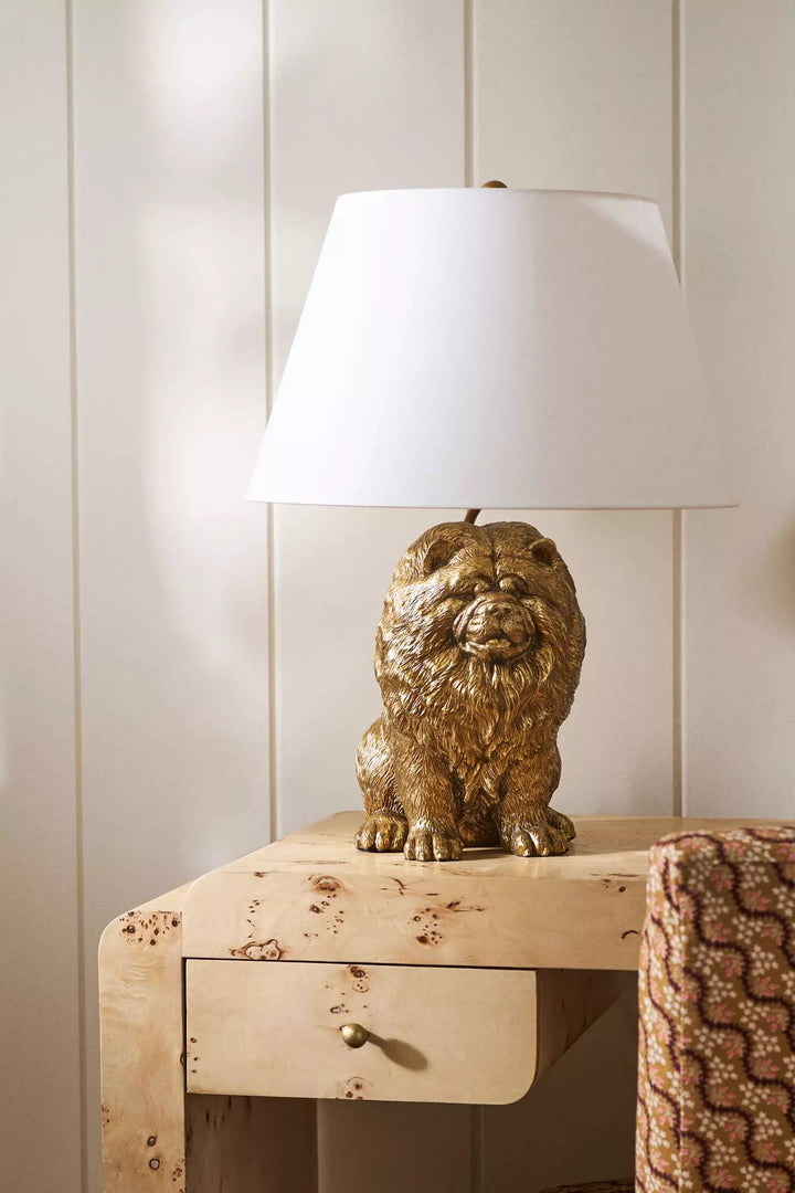 Lámpara de mesa única Pawdia: lámpara decorativa de cerámica con forma de animal