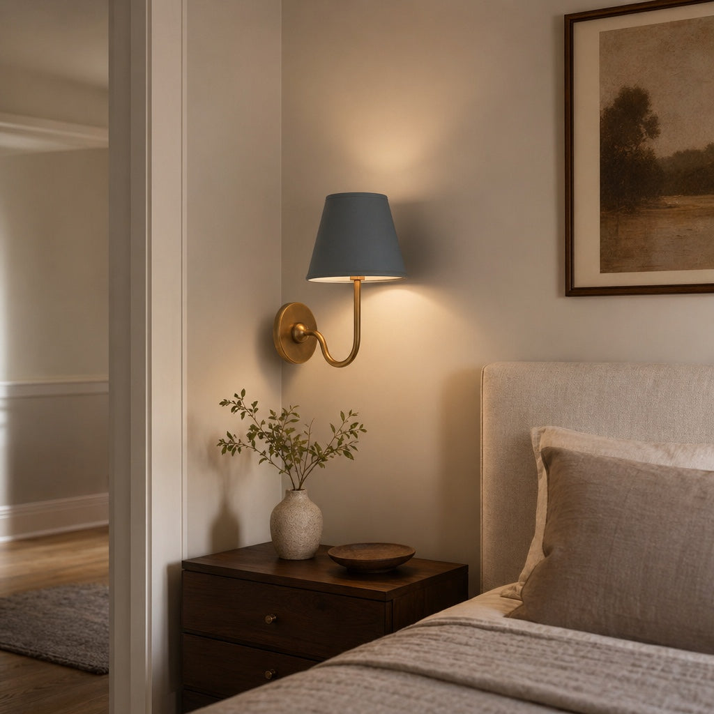 Luvora Fabric Shade Wall Sconce with Drum Shade - Classic Pleated Sconce Light