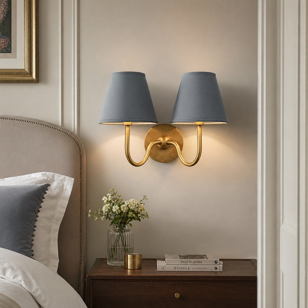 Luvora Fabric Shade Wall Sconce with Drum Shade - Classic Pleated Sconce Light