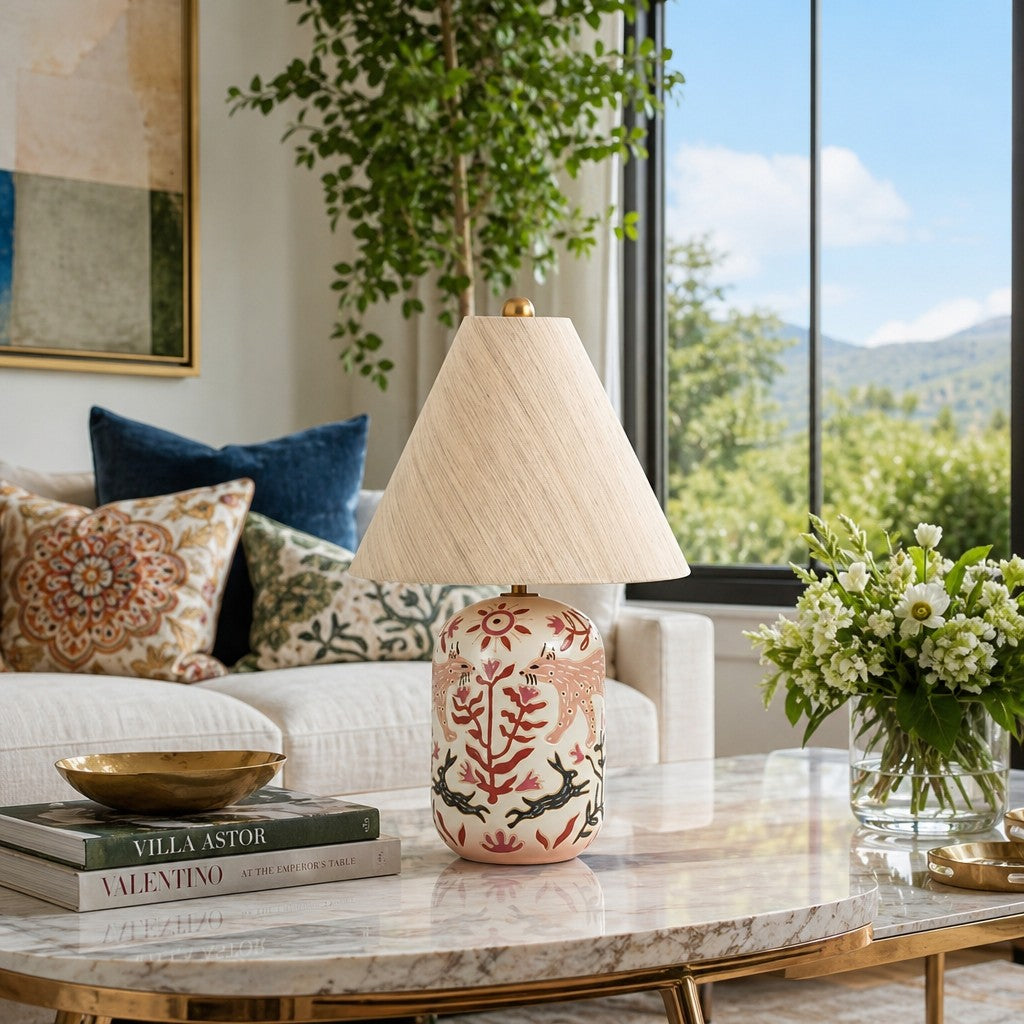 Lampe de table en céramique Ceruna design à réserve de cire - Éclairage pour chambre et salon