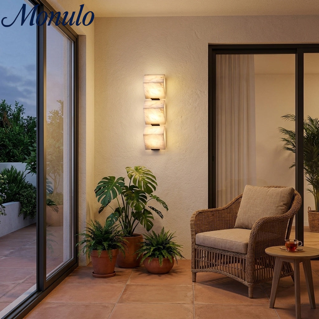 Modern Alabaster Wall Lamp – Minimalist Staircase Sconce for Hallway Corridor Lighting