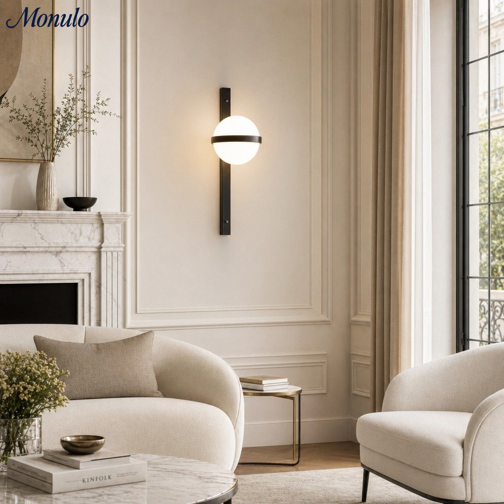 Applique murale minimaliste à abat-jour globe pour espaces intérieurs et extérieurs