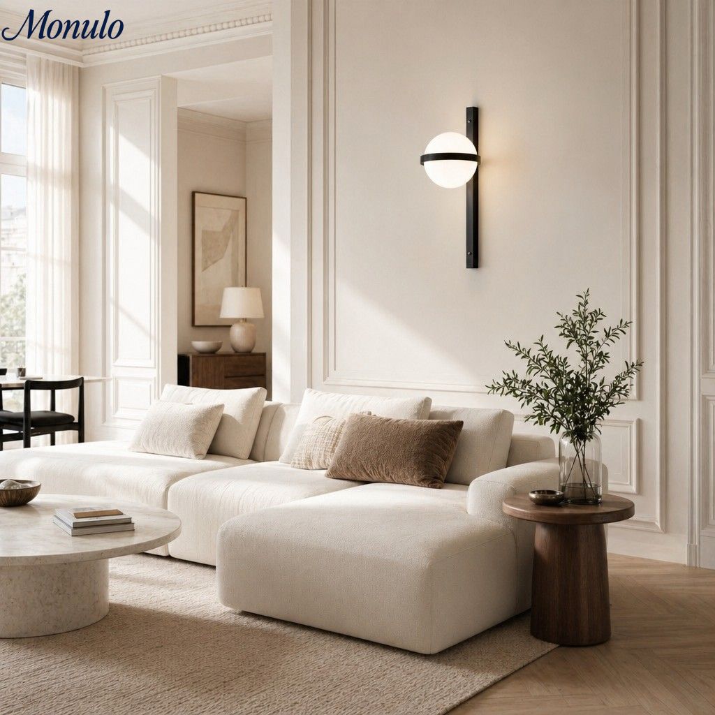 Applique murale minimaliste à abat-jour globe pour espaces intérieurs et extérieurs