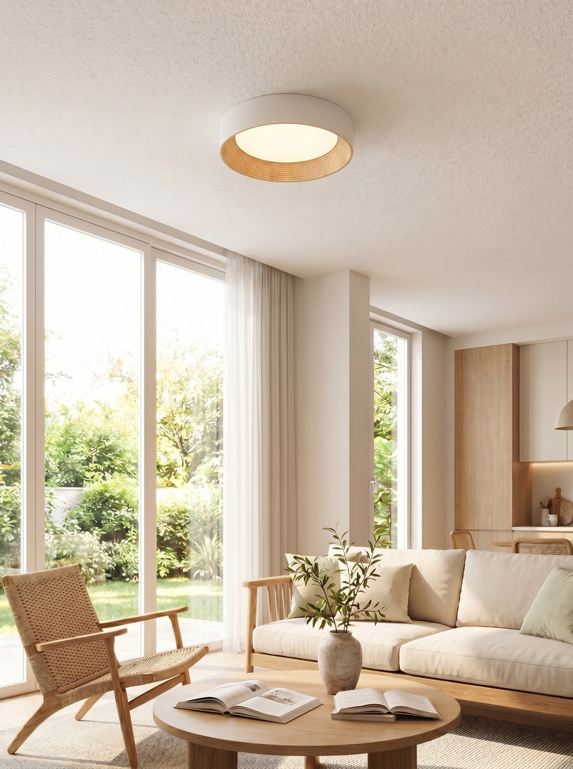 Lámpara de techo redonda minimalista Crelina: luminaria de techo delgada y de perfil bajo, ideal para dormitorios y apartamentos.